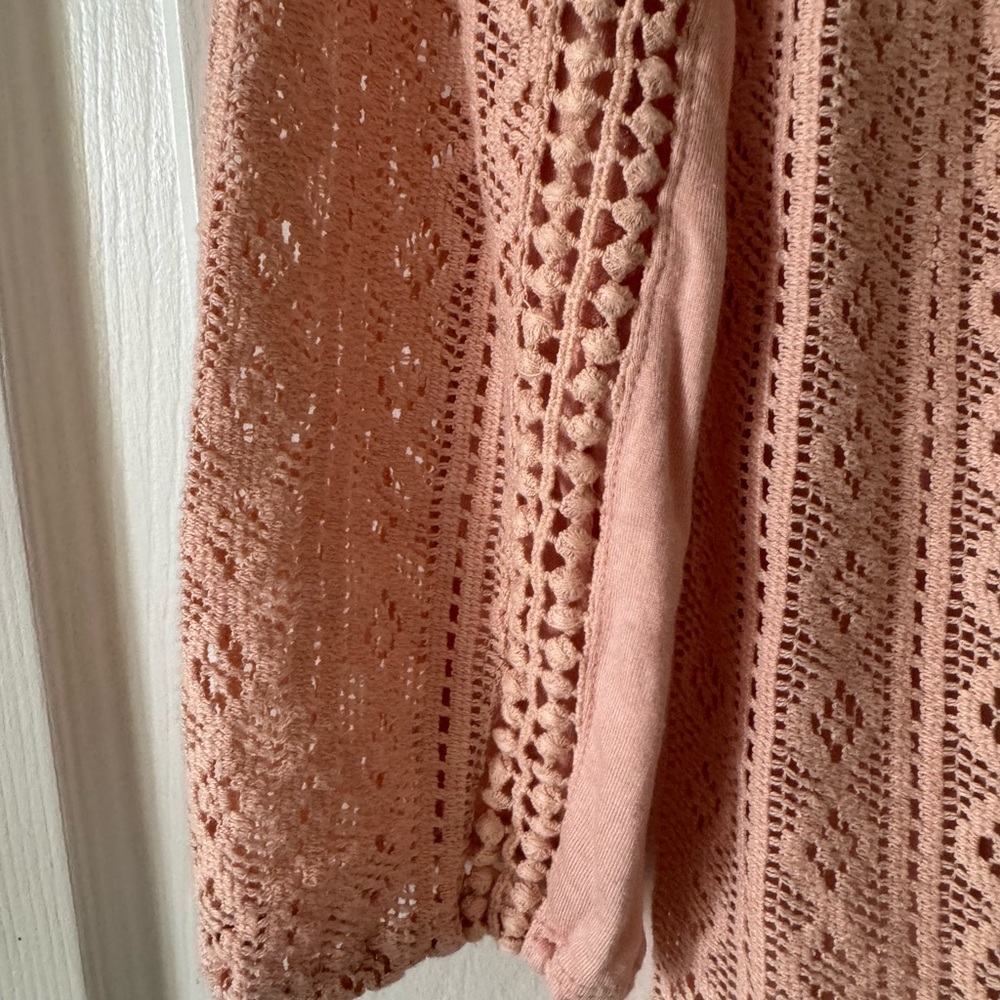 Lucky brand Boho top, S, pale pink, slip over, 3/4 sleeves, boat neck, NWOT - Picture 3 of 5